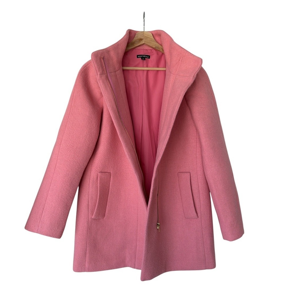 J. Crew Mercantile City Coat Petal‎ Pink Wool Blend Stadium Coat Spring Jacket 6 - Picture 4 of 13